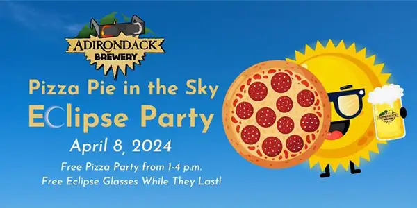 Celebration for the solar eclipse! Noon to 8 p.m. Free eclipse viewing glasses while they last! Pizza Party from 1-4 p.m. for FREE pizza! Limited menu available too! Dont miss this cosmic event! 