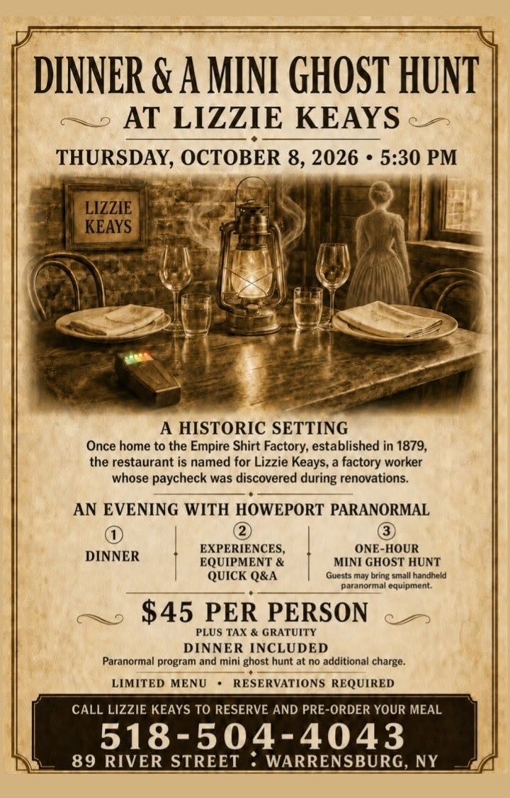 Dinner & a Mini Ghost Hunt at Lizzie Keays